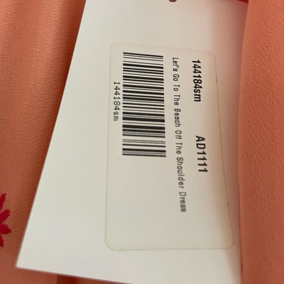 NWT - Pink Lily Women’s Small Peach Off The Shoulder Dress - Picture 7 of 10